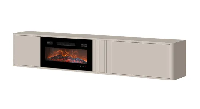 Szafka RTV PHILIPPE 190x35 3x30 kaszmir mat + mały kominek czarny