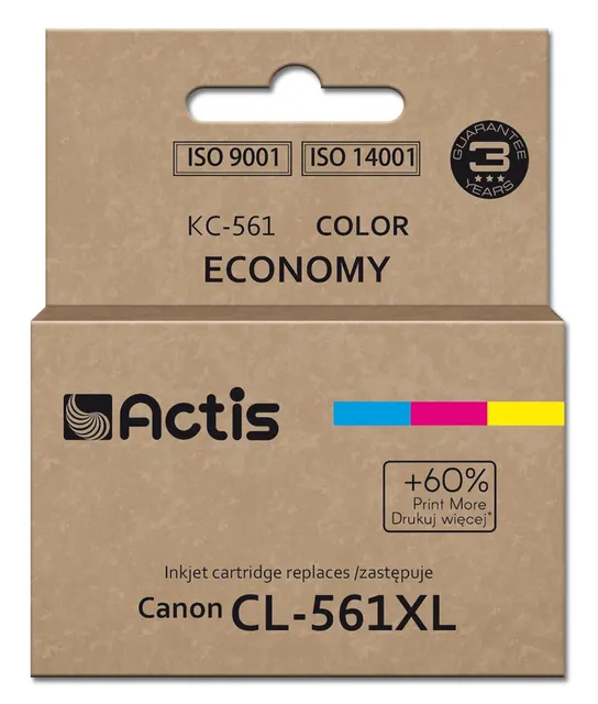 Actis KC-561 Tusz (zamiennik Canon CL-561XL; Supreme; 18 ml; czerwony niebieski żółty). Drukuje więcej o 60% względem OEM.