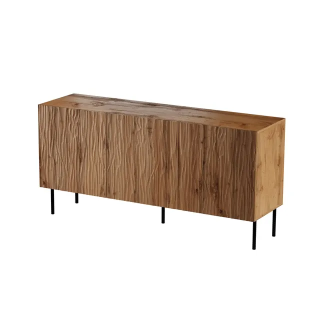 Komoda JUNGLE 152x40 5x74 5 dąb wotan + czarne nóżki