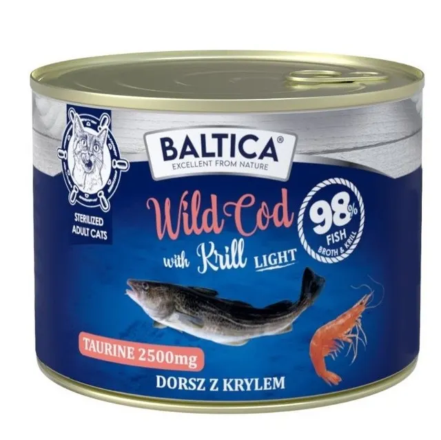BALTICA EXCELLENT Karma mokra kot Wild Cod with Krill (Dorsz z krylem) LIGHT 185g