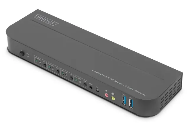 Digitus Przełącznik KVM 4-portowy 4K 60 Hz 4 x DP in 1 x DP/HDMI out