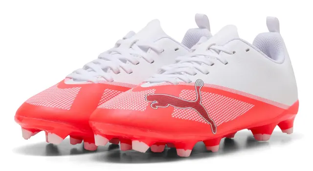 PUMA Ultra 7 Play FG/AG Jr Piłka nożna Unisex Czerwony Biały, rozmiar 32