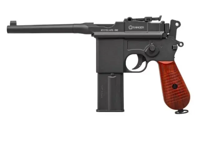 Pistolet wiatrówka RANGER M712 Broomhandle FULL AUTO BLOWBACK k.4 5BBs 19-strzał. KWC