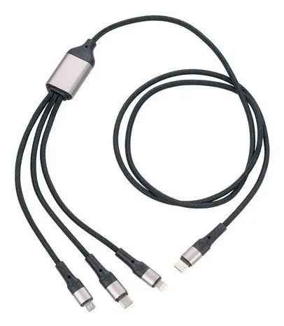TROIKA DREIZACK PRO kabel USB 1 2 m USB C USB C/Micro USB-A/Lightning 100 W Czarny Szary