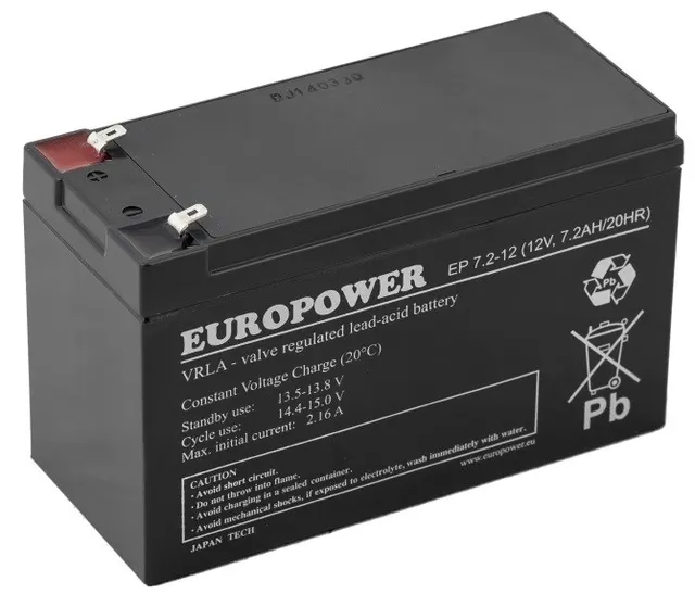 Akumulator AGM Europower, EP 7.2-12 12V / 7.2Ah