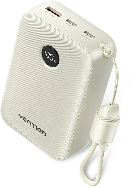 Powerbank Vention 20000mAh 2 x USB-C 1x USB-A z wyświetlaczem 22 5W beżowy