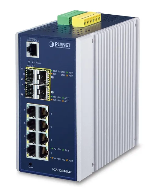 PLANET IGS-12040MT łącza sieciowe Zarządzany L2+ Gigabit Ethernet (10/100/1000) Niebieski Biały