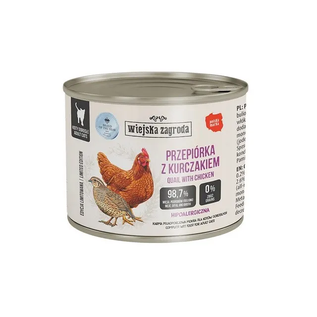 Wiejska Zagroda Karma mokra dla kota Przepiórka z kurczakiem (dorosły) 180g