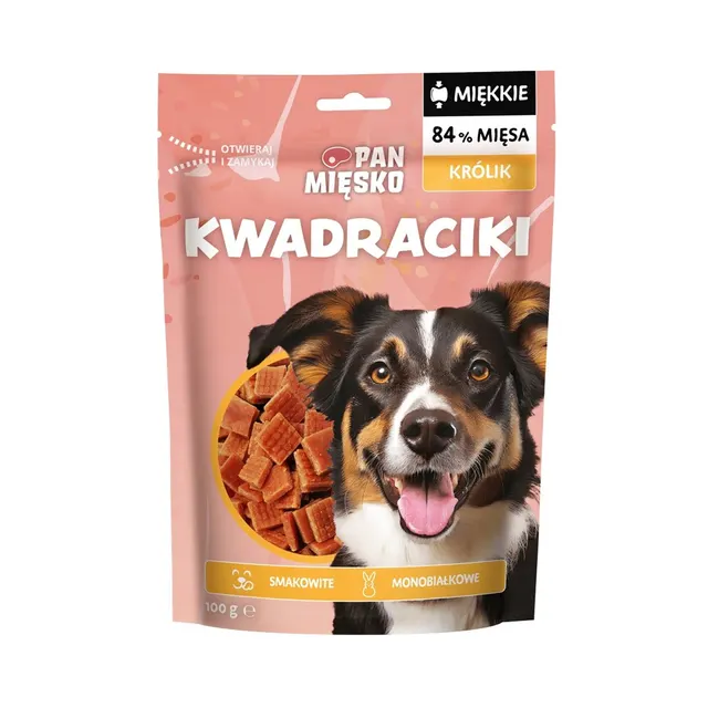 Pan Mięsko Przysmak dla psa Kwadraciki Królik 100g