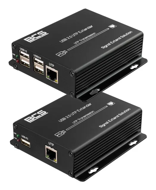 BCS BCS-UTP-4USB-SET(2) przedłużacz AV Nadajnik i odbiornik AV Czarny