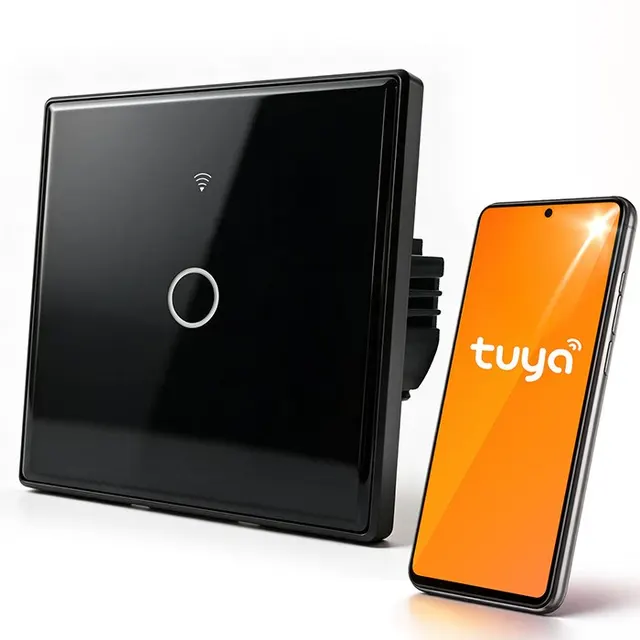 QOLTEC WŁĄCZNIK/WYŁĄCZNIK ŚWIATŁA, DOTYKOWY 1-KANAŁOWY, WI-FI, TIMER, TUYA, CZARNY