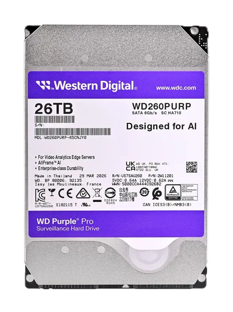 Dysk HDD WD Purple Pro WD260PURP (26 TB ; 3.5 ; 512 MB; 7200 obr/min)