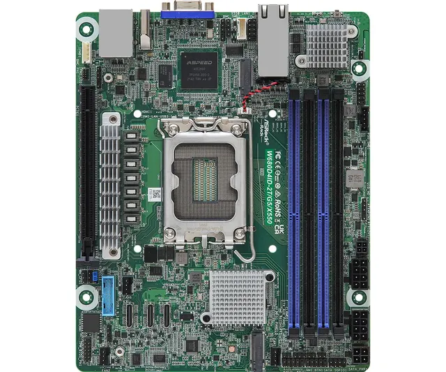 Płyta główna ASRock W680D4ID-2T/G5/X550 1x LGA1700 Intel Core 12/13gen W680 (4xDIMM SATA 2xM.2 2x10GbE IPMI)