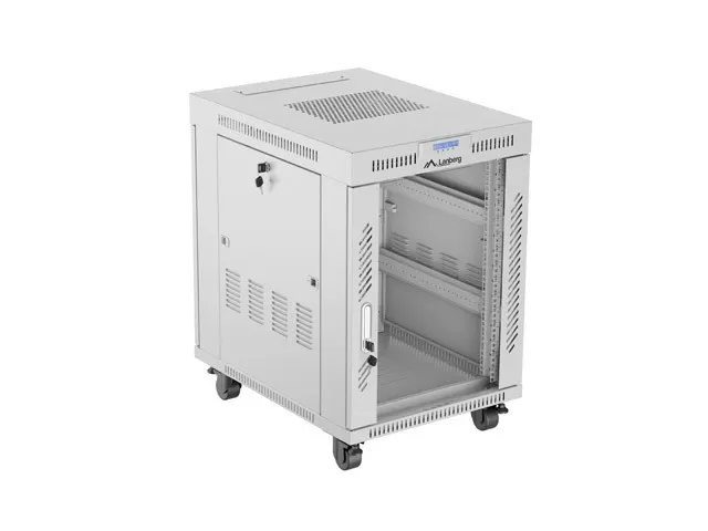 Szafa instalacyjna rack stojąca 19 15U 600x800 szara drzwi szklane LCD Lanberg (Flat Pack) V2