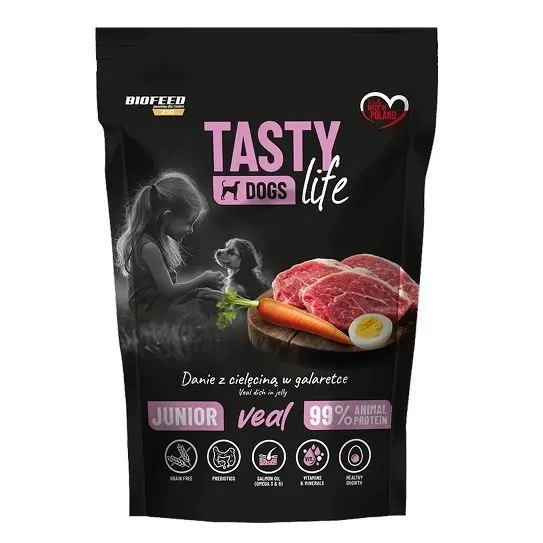 BIOFEED Tasty dog life junior cielęcina 90% saszetka 500g