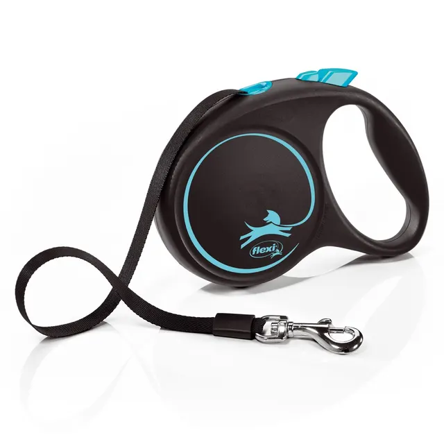 Smycz flexi automatyczna Black Design M taśma 5 m - dla psa do 25 kg kolor niebieski