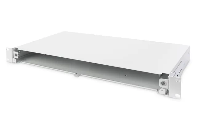 Panel krosowy FO bez płyty czołowej 19'' 1U wysuwany dławnica PG13.5 i PG16 opaski/uchwyty szary