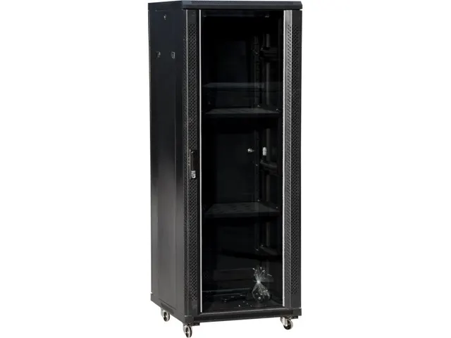Szafa zamykana na zamek A-LAN SS-42U-600-800-01-C (42U; 19''; 2050mm / 600mm / 800 mm; stojąca; Otwierane Pełne Szklane; 600 kg; kolor czarny)