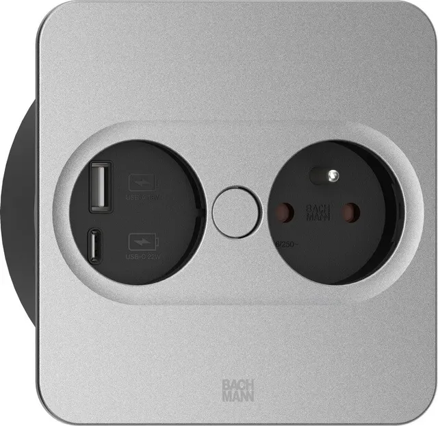 Bachmann 946.015 gniazdko elektryczne Type E + USB A + USB C Stal nierdzewna