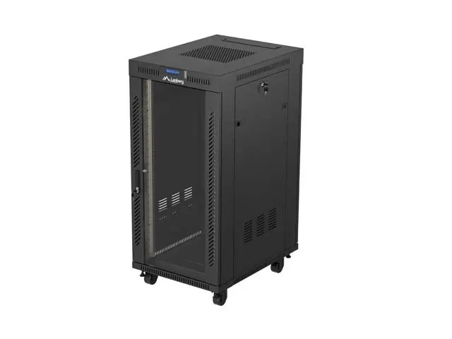 LANBERG SZAFA INSTALACYJNA RACK STOJĄCA 19 24U 600X800 CZARNA DRZWI PRZESZKLONE LCD (FLAT PACK) V2