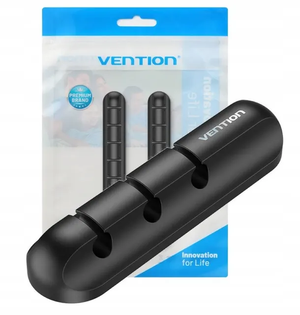5-portowy organizer kabli Vention 2 szt. czarny