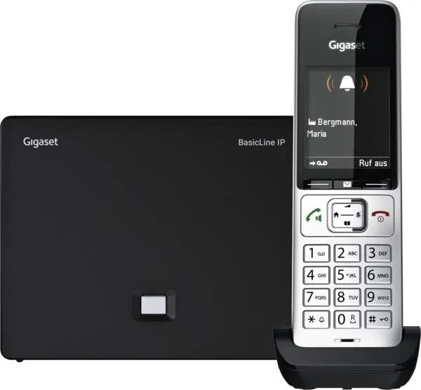 Gigaset BasicLine IP + COMFORT 500HX Telefon w systemie DECT Nazwa i identyfikacja dzwoniącego Czarny Srebrny