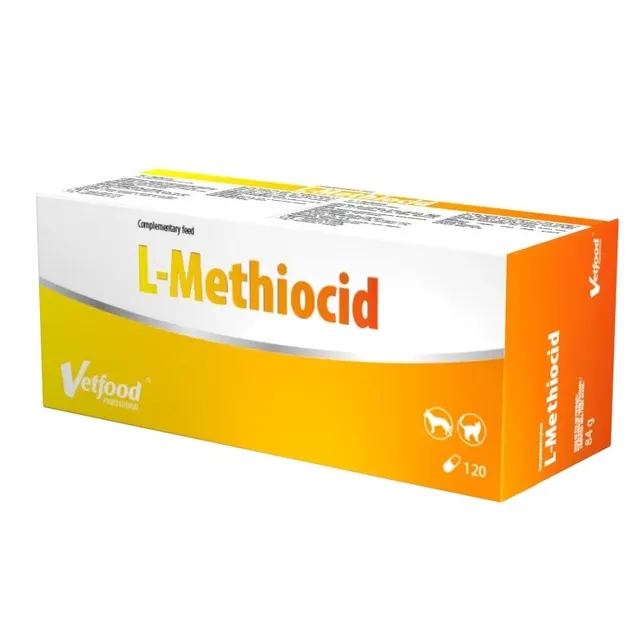 VetFood L-Methiocid wspomaga układ moczowy pies i kot 120 kapsułek