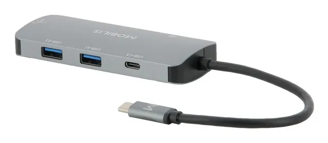 Mobilis 001382 stacja dokująca Przewodowa USB 3.2 Gen 1 (3.1 Gen 1) Type-C Czarny Szary