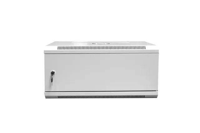 Szafa sieciowa wisząca 19 4U rack 600x450 drzwi pełne szary niedzielona złożona 60kg