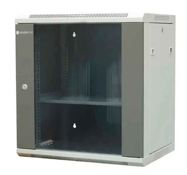 EmiterNet Szafa wiszaca niedzielona 19 12U drzwi blacha/szkło 600×450×635mm szer./gł./wys.