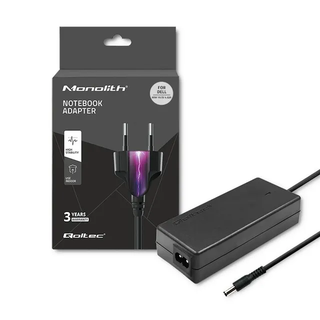 Zasilacz Qoltec 51516.90W do notebooka DELL (19 5 V; 4 62 A; 90W; 4.5 mm x 3 mm)