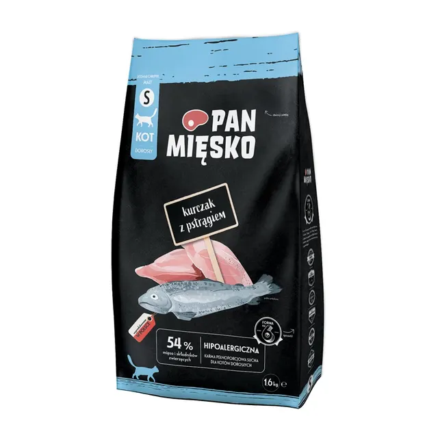Pan Mięsko Karma sucha dla kota Kurczak z pstrągiem (dorosły) chrupki S 1 6kg