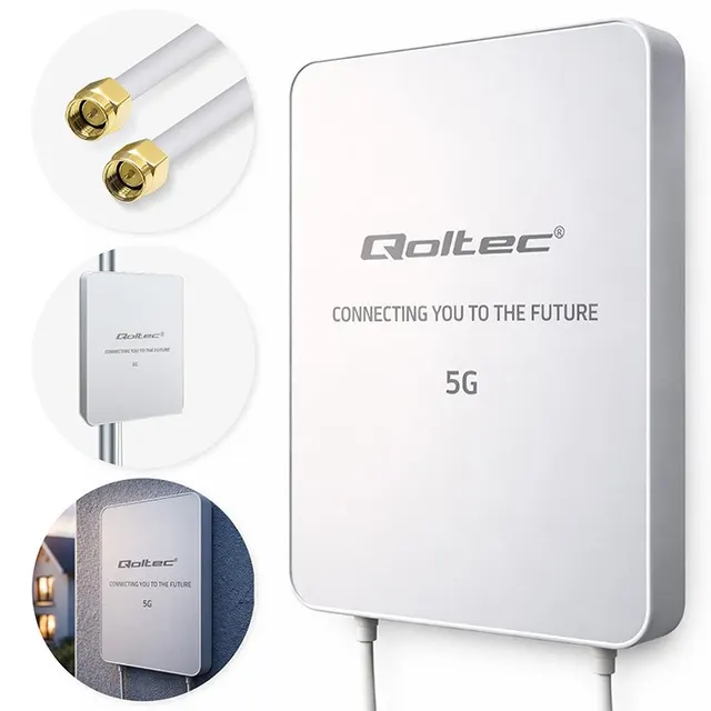 Qoltec Antena 5G LTE, 16dBi, kierunkowa, zewnętrzna, SMA, 3300-3800MHz, wodoodporna, 3m