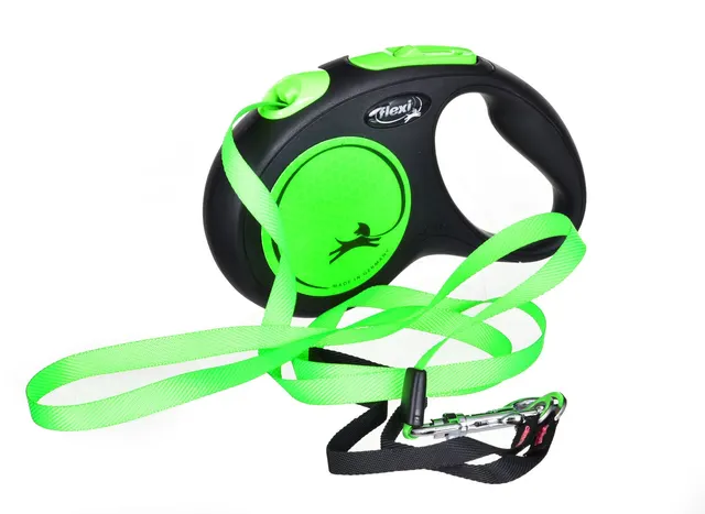 Smycz FLEXI automatyczna New Neon taśma M 5 m zielona