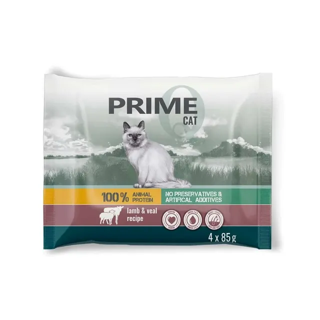 PUPIL Prime bogata w jagnięcinę z indykiem + cielęcinę z królikiem karma dla kota 4x85g
