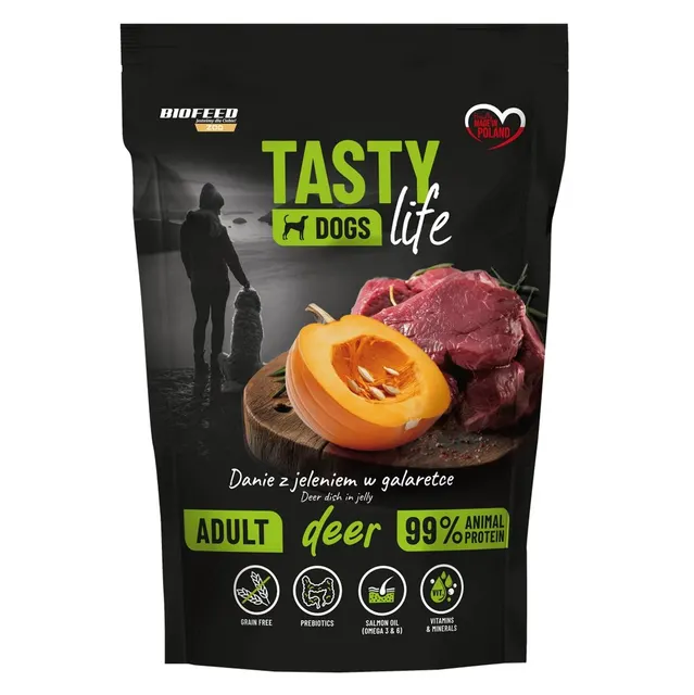 BIOFEED Tasty dog life jeleń 90% saszetka 500g