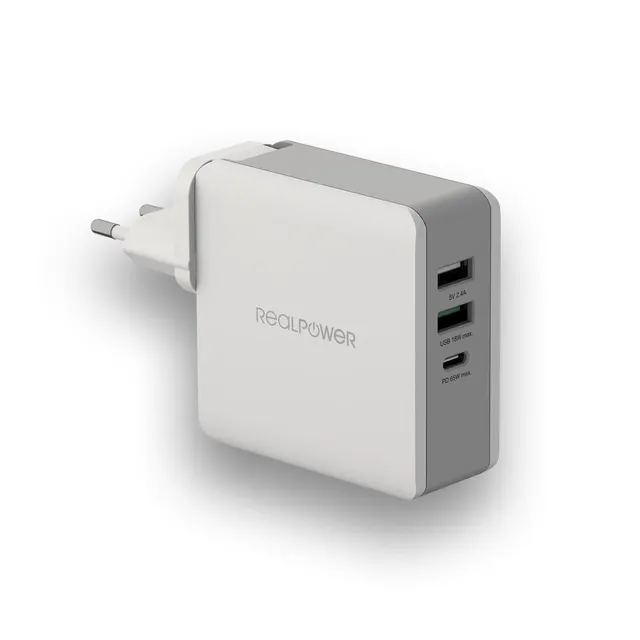 RealPower DeskCharge-65 Travel Uniwersalne Szary Prąd przemienny Wewnętrzna