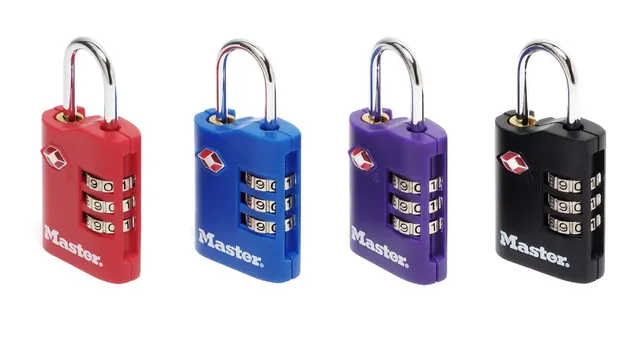 MASTER LOCK 4686EURT kłódka do walizek Zamek szyfrowy bagażowy Cynk Czarny Niebieski Fioletowy Czerwony