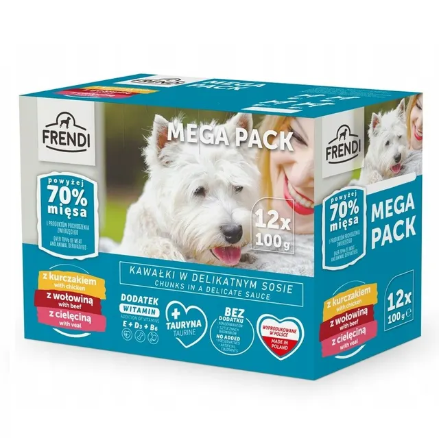 FRENDI saszetki dla psa (kurczak wołowina cielęcina) 12x100g