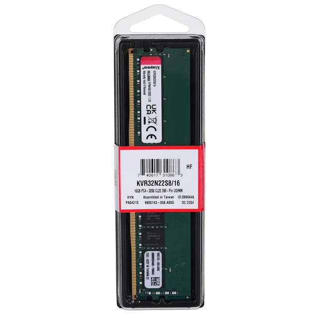KINGSTON DDR4 16GB 3200MT/s CL22 DIMM, 16 GB, 3200 MT/s, single rank