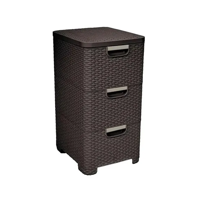 Regał z szufladami 3x14L rattan ciemny brąz 206313 CURVER