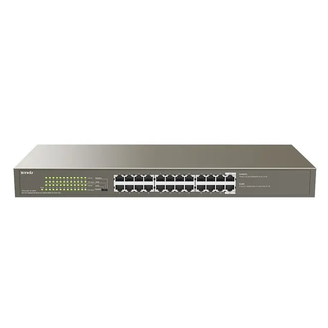 Tenda TEG1124P-24-250W łącza sieciowe Nie zarządzany Gigabit Ethernet (10/100/1000) Obsługa PoE