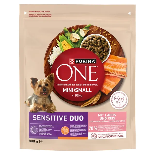 PURINA One Mini/Small Sensitive Łosoś ryż - sucha karma dla psa - 800 g