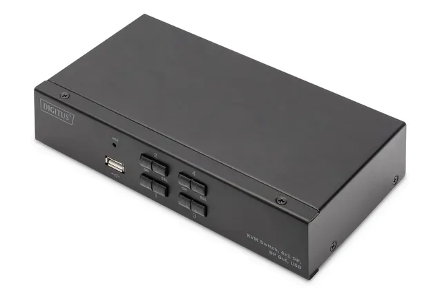 Przełącznik KVM 4 portowy 4K 60Hz 4xDP IN 1xDP OUT 2xUSB A 2x Audio IN&OUT
