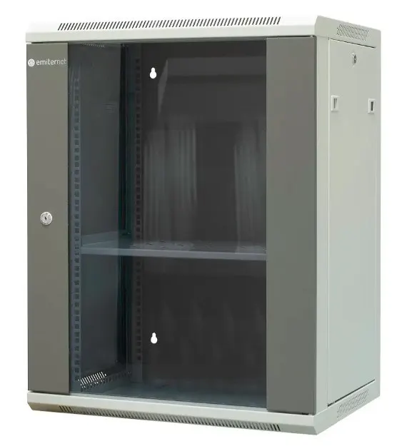 EmiterNet Szafa wiszaca niedzielona 19 15U drzwi blacha/szkło 600×450×770mm szer./gł./wys.