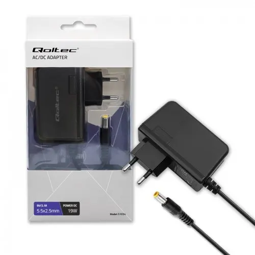 QOLTEC ZASILACZ WTYCZKOWY 19W, 9V, 2.1A, 5.5*2.5
