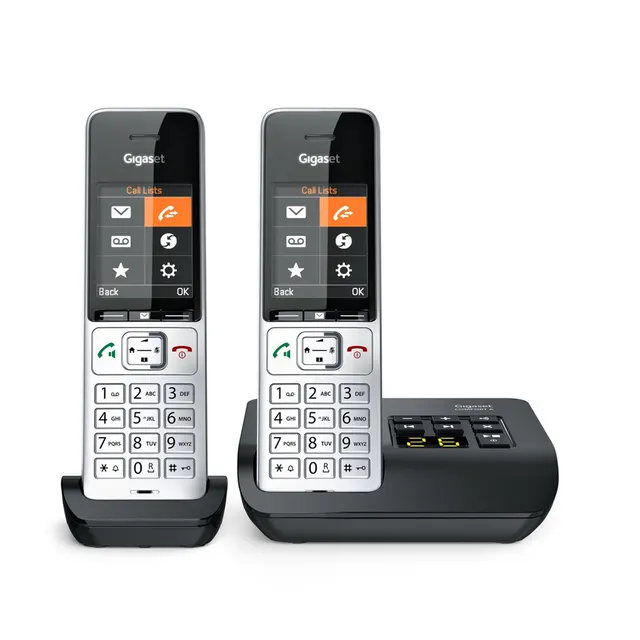 Telefon analogowy/DECT Gigaset COMFORT 500A duo Nazwa i identyfikacja dzwoniącego Czarny Srebrny