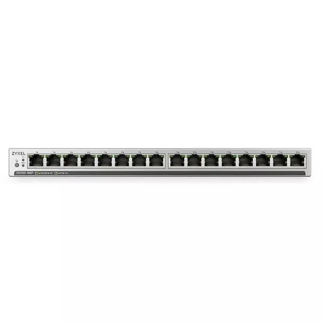 Switch Zyxel GS1100-16EP-EU0101F 16p PoE 135W (PoE+:16;) Unmanaged Fanless Slim