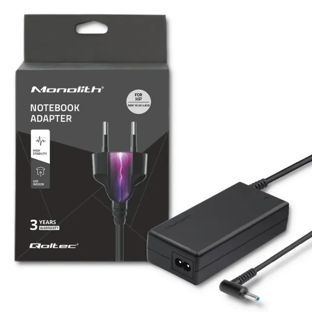 Zasilacz Qoltec 50052.90W.HP do notebooka Compaq HP (19 5 V; 4 62 A; 90W; 4.5 mm x 3 mm)