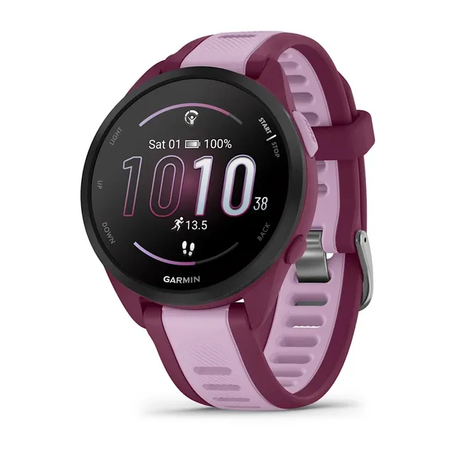 Zegarek sportowy Garmin Forerunner 165 Music AMOLED 43mm Berry/Lilac
